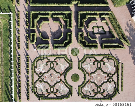 Palace and park "Oranienbaum". Garden top view in St. Petersburg. 68168161