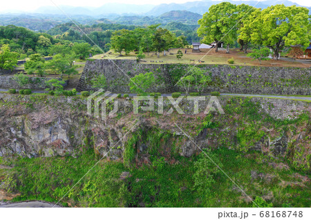 岡城跡の城壁の空撮 岡城跡の城壁の空撮 68168748