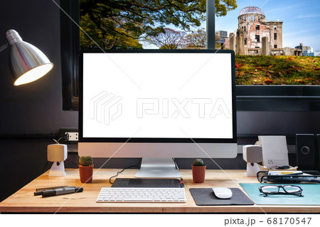 Graphic designer's workspace equipped with a pen Graphic designer's workspace equipped with a pen 68170547