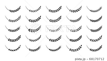 Set of simple wheats ears icons and wheat design elements, organic wheats local farm fresh food, bakery .Concept for products label, harvest and farming, grain, bakery, healthy food. 68170712