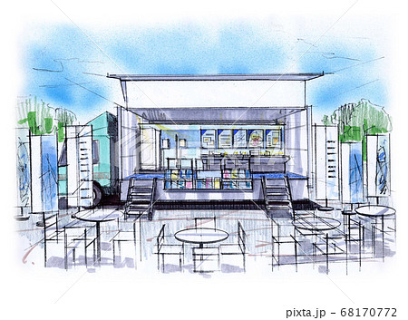 トラックキャラバンの手書きマーカースケッチ トラックキャラバンの手書きマーカースケッチ 68170772