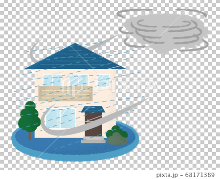 Vector illustration of houses suffering from typhoon damage 68171389