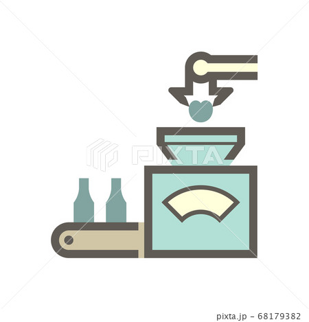 Robot put fruit into machine in fruit processing Robot put fruit into machine in fruit processing 68179382