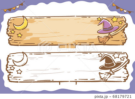 ハロウィン 木の看板のフレームデザイン素材のイラスト素材