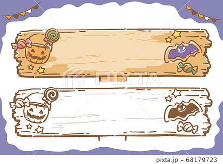 ハロウィン 木の看板のフレームデザイン素材のイラスト素材