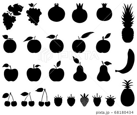 Black silhouettes of fruit on a white background, icon set for web and mobile 68180434