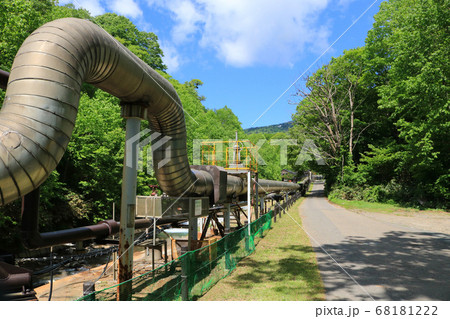 松川温泉、地熱発電用パイプ 68181222