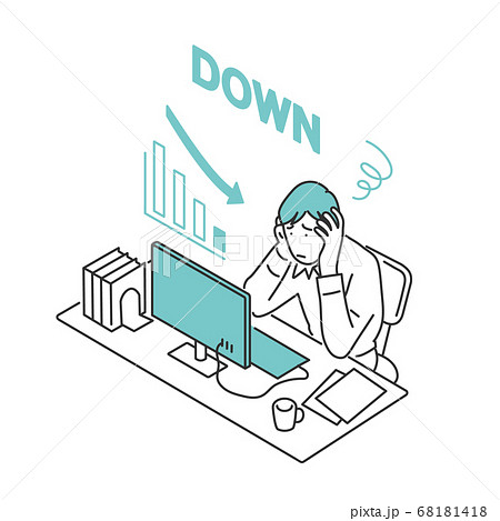 業績が下がって困っている男性のイラスト素材 68181418