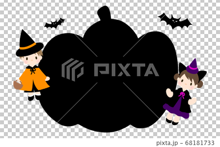 ハロウィン 仮装した女の子と男の子のイラスト素材