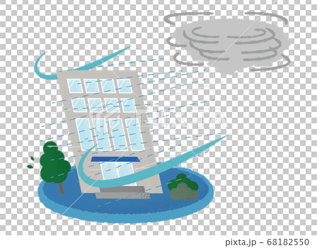 Vector illustration of building suffering from typhoon 68182550