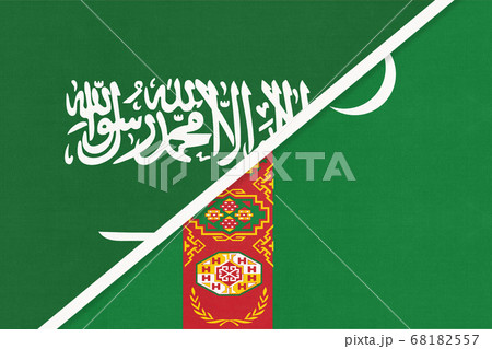 Saudi Arabia and Turkmenistan or Turkmenia, symbol flags Saudi Arabia and Turkmenistan or Turkmenia, symbol flags 68182557