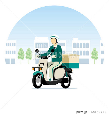 街を走る宅配便のオートバイ、スクーター、配達、集荷 68182750