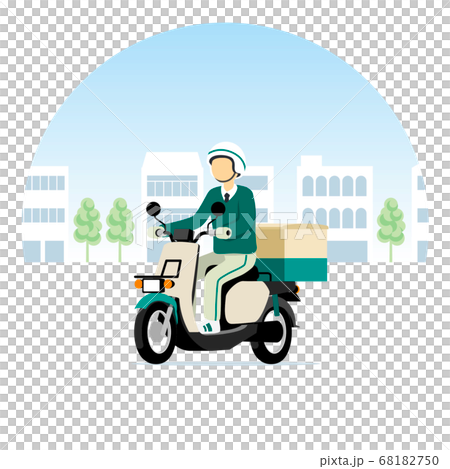 街を走る宅配便のオートバイ、スクーター、配達、集荷 68182750