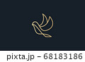 Dove logo template design . abstract line art dove logo with gold color 68183186
