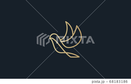 Dove logo template design . abstract line art dove logo with gold color 68183186