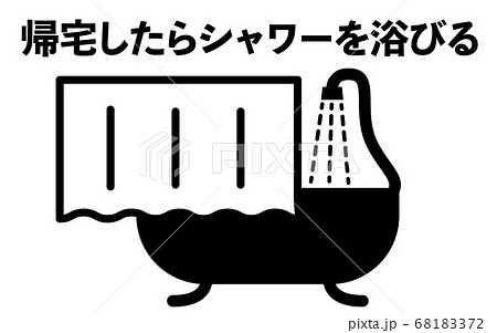 シャワーを浴びるシンプルなアイコンイラスト シャワーを浴びるシンプルなアイコンイラスト 68183372