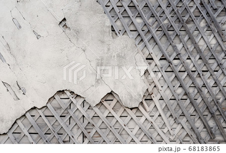 Old wooden slats plaster crossed base. Old wooden Old wooden slats plaster crossed base. Old wooden 68183865