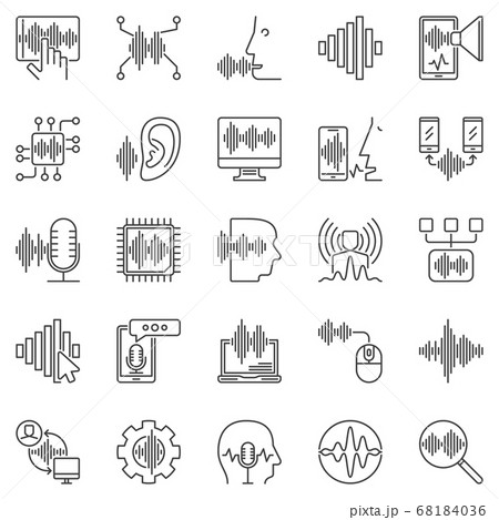 Speech and Voice Recognition outline vector icons set Speech and Voice Recognition outline vector icons set 68184036