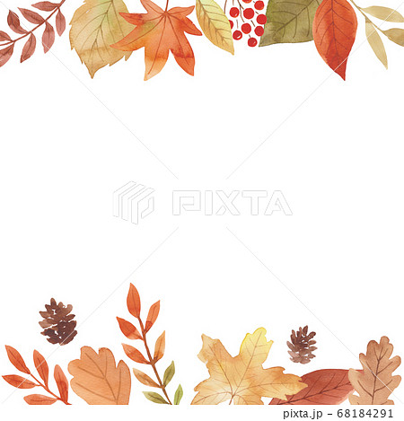가을 나뭇잎 수채화 테두리 - 스톡일러스트 [68184291] - Pixta