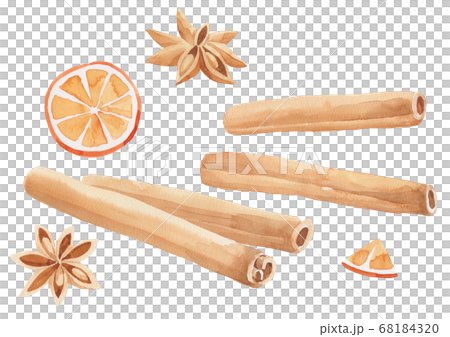 Cinnamon, octagon, orange watercolor 68184320