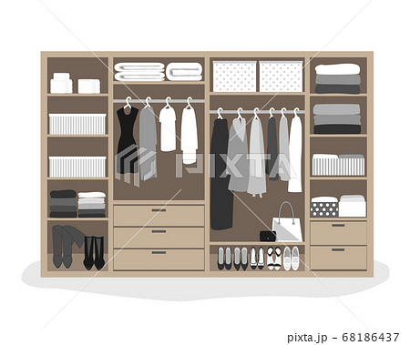 Wardrobe storage system in a modern style. Dressing room interior element, flat vector illustration 68186437