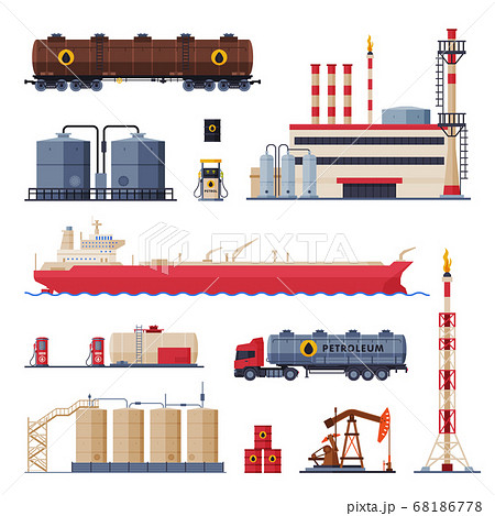 Oil Production, Processing and Transportation Set, Gasoline and Petroleum Industry Flat Style Vector Illustration Oil Production, Processing and Transportation Set, Gasoline and Petroleum Industry Flat Style Vector Illustration 68186778