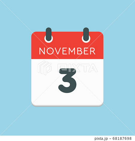 Calendar icon day 3 November, template icon day Calendar icon day 3 November, template icon day 68187698