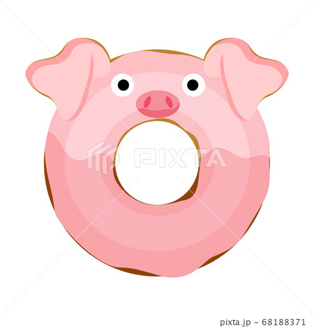 Cute Pig Donut Vector Illustrationのイラスト素材