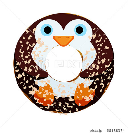 Cute powdered penguin donut vector illustration 68188374