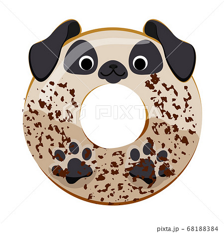 Cute powdered pug dog donut vector illustration 68188384