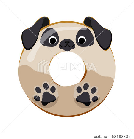 Cute pug dog donut vector illustration 68188385