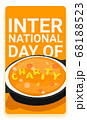International charity day social media story template with hot tasty soup and the word charity made up of noodles. Charity event announcement illustration. Non profit organizations and volunteering. 68188523