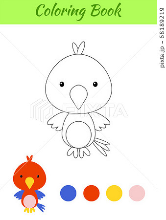Coloring page happy little baby parrot. Printable coloring book for kids. Educational activity for kindergarten and preschool with cute animal. Coloring page happy little baby parrot. Printable coloring book for kids. Educational activity for kindergarten and preschool with cute animal. 68189219