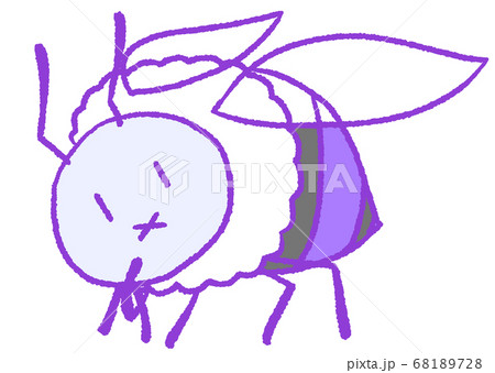 首を傾げるパステルカラーのミツバチ（紫色） 68189728