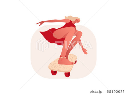 Flat style vector illustration. Cool girl skating Flat style vector illustration. Cool girl skating 68190025