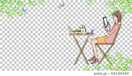 ワーケーションをする若い女性 68190480