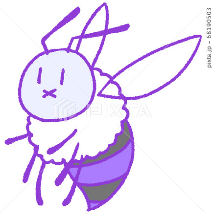 飛ぶパステルカラーのミツバチ 紫色 のイラスト素材