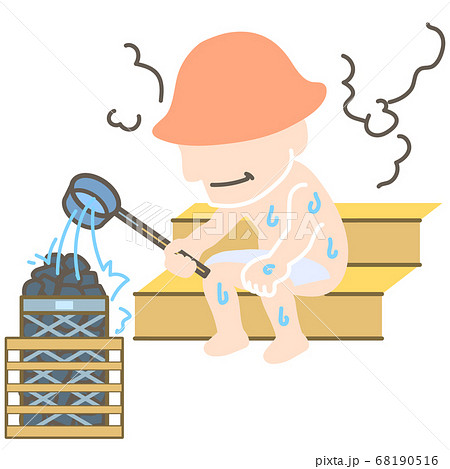 サウナを楽しむシニア【セルフロウリュ】 68190516