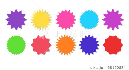 Starburst sticker set - collection of colorful special offer sale round shaped sunburst labels and buttons. Starburst sticker set - collection of colorful special offer sale round shaped sunburst labels and buttons. 68190824