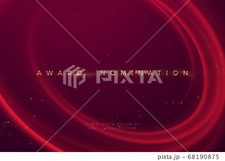 Award nomination ceremony with luxurious red wavy background with gold glitter and sparkle. Vector illustration 68190875