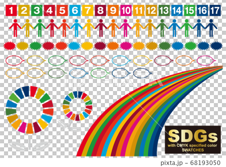 SDG的CMYK指定顏色(帶有色板)圖標集2 SDG的CMYK指定顏色(帶有色板)圖標集2 68193050