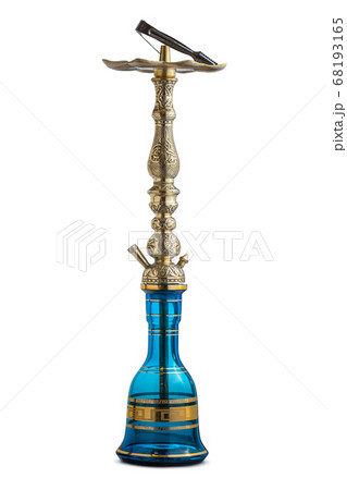Isolated handcrafted engraved water pipe or hookah. Isolated handcrafted engraved water pipe or hookah. 68193165