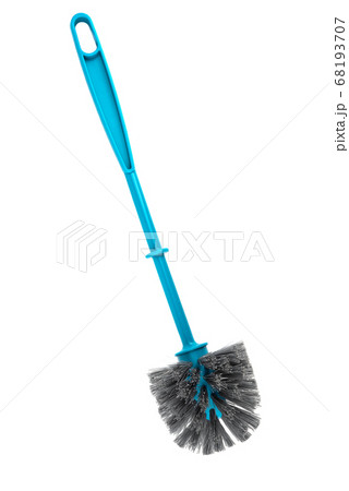 Top view. Toilet brush plastic blue with bristles. 68193707