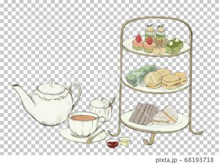 Hand drawn tea and matcha afternoon tea 68193718