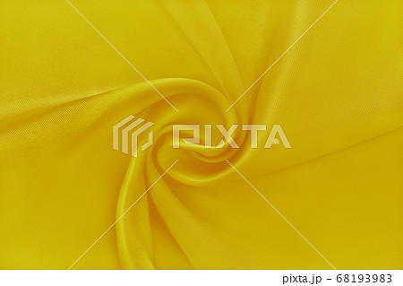 Golden yellow fabric cloth texture for background and design art work, beautiful crumpled pattern of silk or linen. 68193983