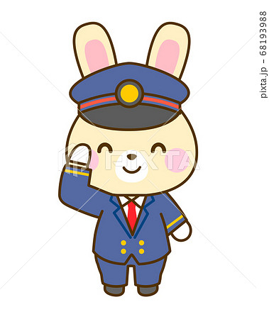 笑顔の駅員さんのイラストのイラスト素材