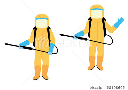 Man in yellow protective suit 68198606