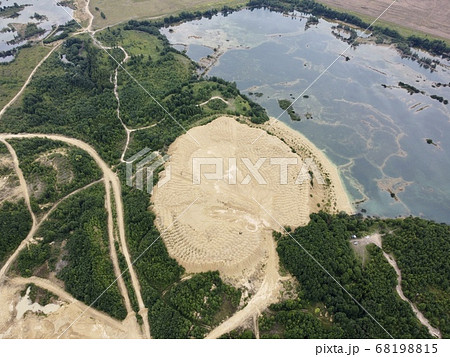 Old flooded sand pit aerial photo 68198815