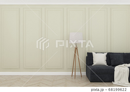 cream wall with wood floor ,3d render 68199622