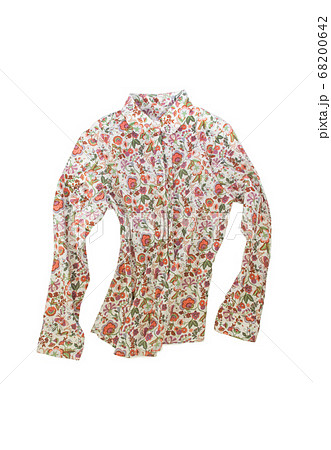 Female shirt, blouse with bright floral pattern, isolated on white background 68200642